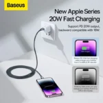 Baseus Crystal Shine Series Fast Charging Data Cable Type C to iP 20W 1.2m Black/ Blue- (1YW) - Image 6