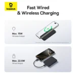 Baseus 10000mAh 22.5W EnerFill FM11 Ultra-Mini Magnetic Power Bank – Cosmic Black-(1YW) - Image 9
