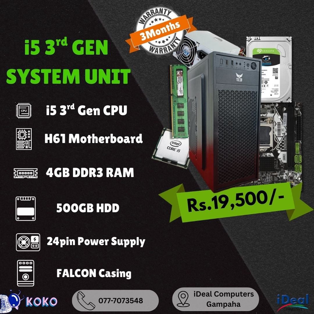 i5 3rd Gen CPU (1) INTEL CORE i5 3rd GEN RECONDITION SYSTEM UNIT (03MW) - Image 1