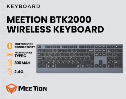 MEETION BTK2000 2.4GHz + BLUETOOTH Dual-Mode WIRELESS RECHARGEABLE KEYBOARD (1YW)