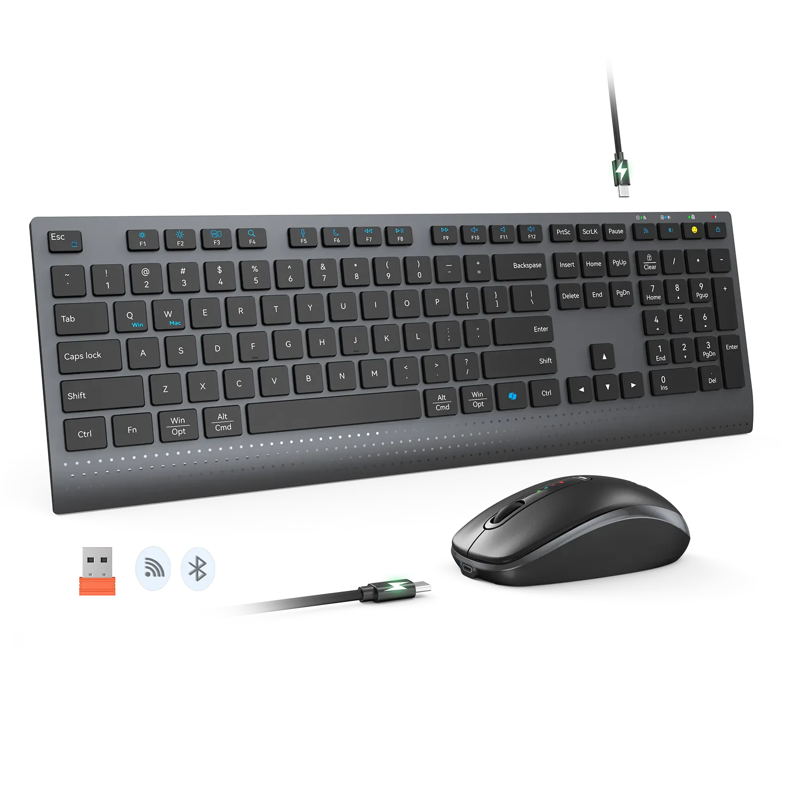 png80-t3-scale100 (1) MEETION C2000 Wireless Keyboard and Mouse Combo Rechargeable 2.4GHz & Bluetooth (1YW) - Image 1