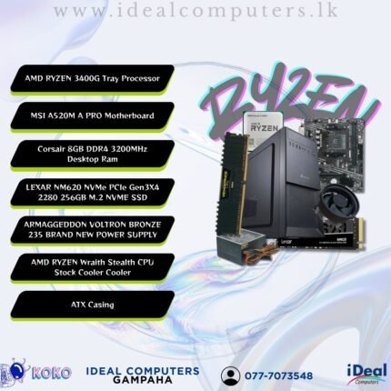 AMD RYZEN 5 3400G System Unit (Brand New) (8GB Ram/ 256GB SSD)