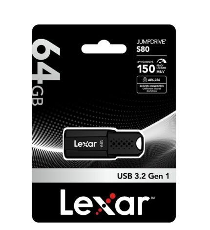 Lexar 64GB USB 3.2 Gen 1 Pen Drive JumpDrive S80 (3YW)