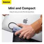 Baseus UltraJoy Series 5-Port Type-C HUB Docking Station (Type-C to HDMI+USB3.0 x 3+PD 100W) Black (1YW) - Image 3