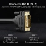 UGREEN DVI (24+1) Male to Male Cable Gold Plated 1.5m (Black) - 11606 - DV101 -(1YW) - Image 3