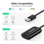 UGREEN USB 2.0 External Sound Adapter (Black) - US205 - 30724 (1YW) - Image 6