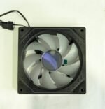 Black computer fan with white blades