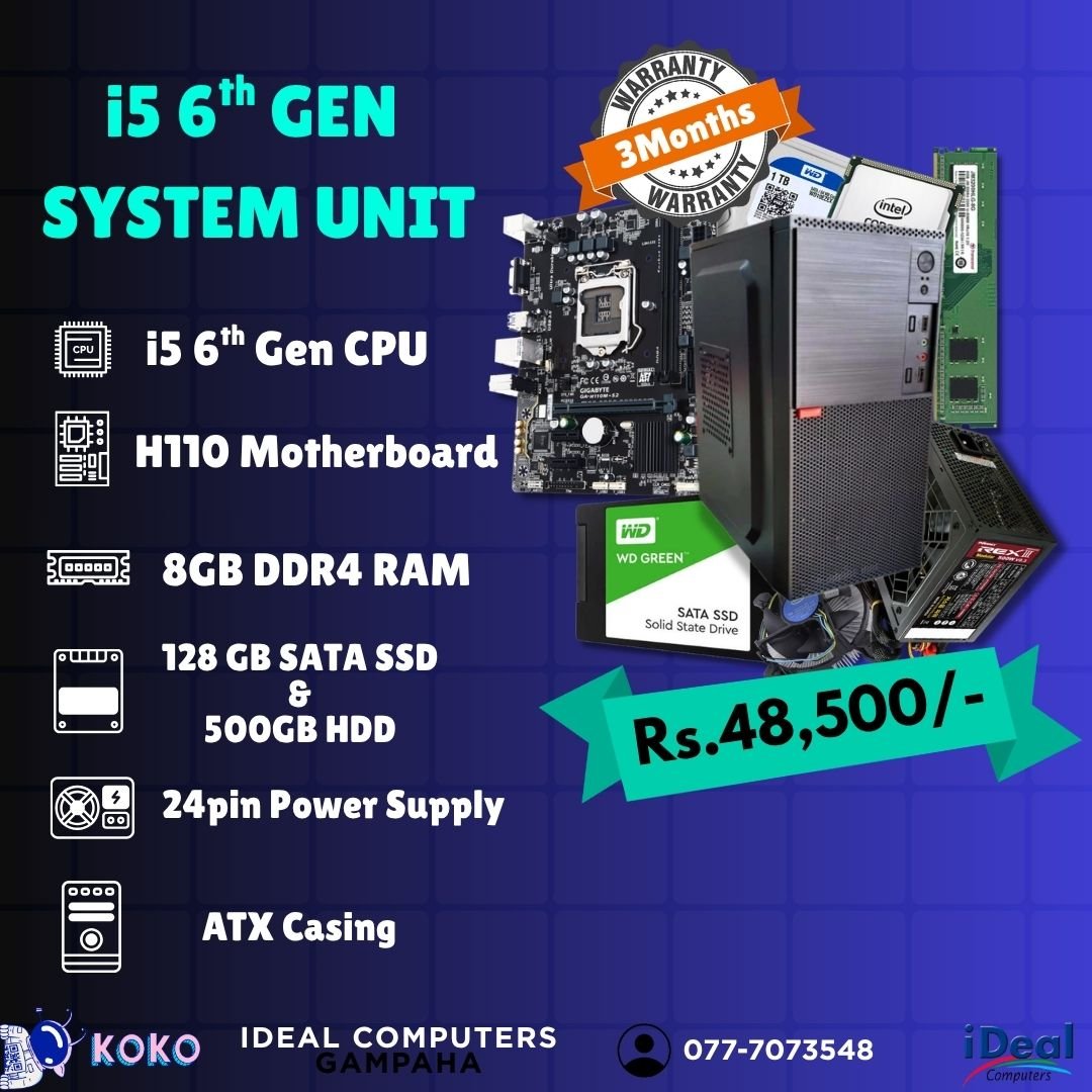 i5 6th GEN SYSTEM UNIT (1) Intel Core i5 6th Gen Recondition System Unit