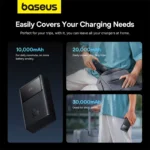 Baseus Star-Lord Digital Display Fast Charging Power Bank 30000mAh 30W Cluster Black With Simple Series Charging Cable USB to Type-C 3A 0.3m Black - - Image 11