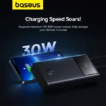 Baseus Star-Lord Digital Display Fast Charging Power Bank 30000mAh 30W Cluster Black With Simple Series Charging Cable USB to Type-C 3A 0.3m Black - - Image 13