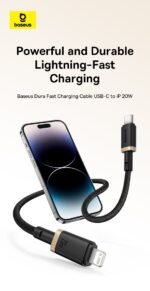 Baseus Dura Series Fast Charging Cable Type-C to Lightning 20W 1m Black - (USB-C to iP) (1YW) - Image 2