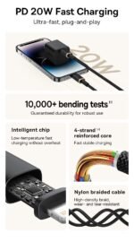 Baseus Dura Series Fast Charging Cable Type-C to Lightning 20W 1m Black - (USB-C to iP) (1YW) - Image 4