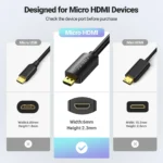 UGREEN 22cm Micro HDMI Male to HDMI Female Adapter Cable (Black) – 20134 –(1YW) - Image 4