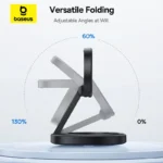 Baseus EnerFill FF11 15W Qi2 Foldable Wireless Charger + Black With 20W Power Adpter UK + 1m C to C Data Cable Black (1YW) - Image 4