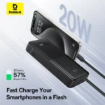 Baseus 20000mAh 20W Bipow 2 Digital Display Power Bank with Built-in Type-C Cable – Cluster Black (1YW) - Image 13