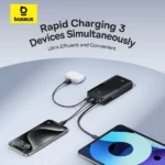 Baseus 20000mAh 20W Bipow 2 Digital Display Power Bank with Built-in Type-C Cable – Cluster Black (1YW) - Image 15