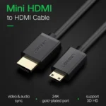 UGREEN 1.5 Meter 4K@30Hz Mini HDMI to HDMI Cable Male to Male Black – HD108 – 11167 –(1YW)