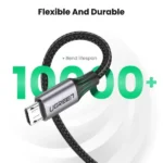 UGREEN USB 2.0 A to Micro USB Cable Nickel Plating Aluminum Braid 0.25m (25CM) (Black) - 60144 - US290 -(1YW) - Image 4