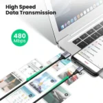 UGREEN USB 2.0 A to Micro USB Cable Nickel Plating Aluminum Braid 0.25m (25CM) (Black) - 60144 - US290 -(1YW) - Image 3