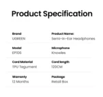 UGREEN Wired Earphones with 3.5mm Plug – EP106 – 35755 (1YW) - Image 4