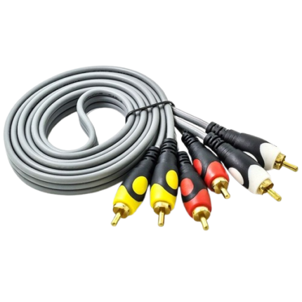 Audio Cable 3 in 3 (1.5M) 3RC A Grade High Quality (Gray Colour)