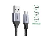 UGREEN USB 2.0 A to Micro USB Cable Nickel Plating Aluminum Braid 0.25m (25CM) (Black) - 60144 - US290 -(1YW)