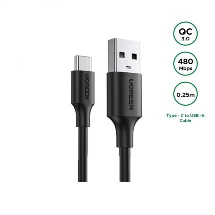 UGREEN Type-C to USB 0.25 Meter (25CM) QC3.0 3A Fast Charging Cable - US287 - 60114 -(1YW)