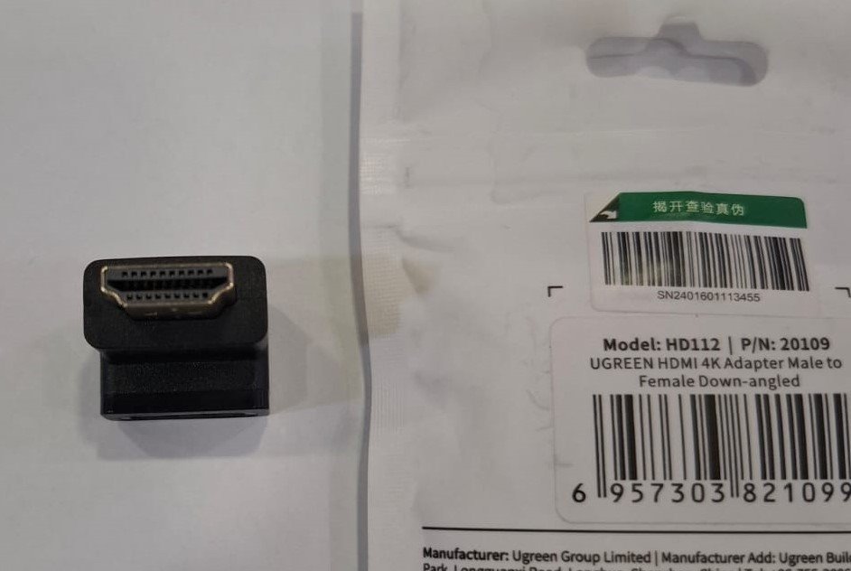 1 UGREEN HDMI 4K Male to Female Down-angled Connector – HD112 – 20109 –(1YW) - Image 1