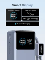 UGREEN Nexode Pro 10000mAh 55W Smart Digital Display Mini Power Bank with Build-in Type-C Cable - PB727 - 75701B -(1YW) - Image 4
