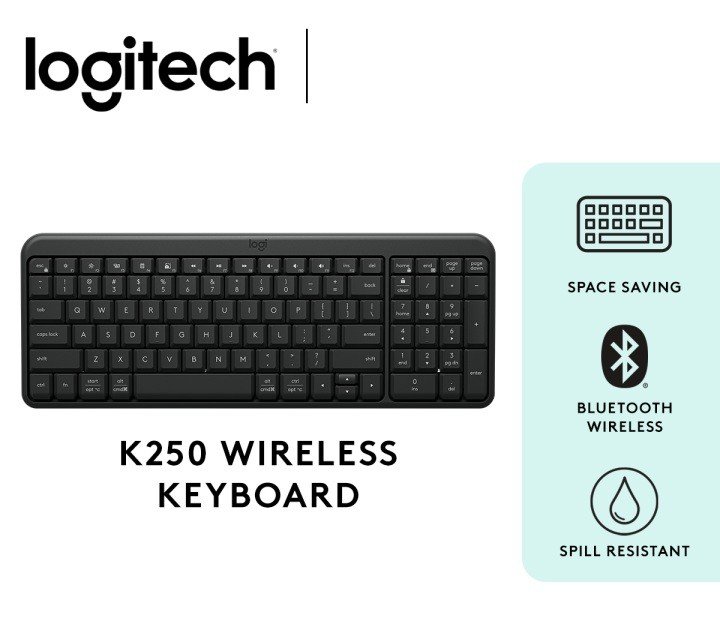 890 Logitech K250 Bluetooth Compact Keyboard (1YW) - Image 1