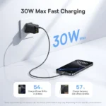 Baseus 30W EnerFill FN11 Gan5 Fast Charger 2 x USB A + 1 x TYPE-C -E0121M03 - Cosmic Black (1YW) - Image 3