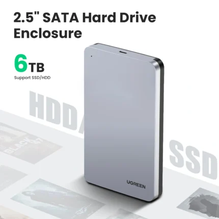 UGREEN Aluminum Alloy 2.5-Inch 6Gbps SATA External Hard Drive Enclosure With Type-c to Type-C Cable – CM300 – 70499 - (1YW)