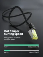 UGREEN 10 Meter Cat 7 Round Braided Ethernet Cable Black – NW150 – 30791 –(1YW) - Image 2
