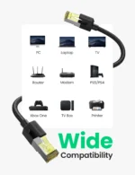 UGREEN 10 Meter Cat 7 Round Braided Ethernet Cable Black – NW150 – 30791 –(1YW) - Image 4
