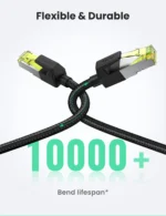 UGREEN 10 Meter Cat 7 Round Braided Ethernet Cable Black – NW150 – 30791 –(1YW) - Image 7