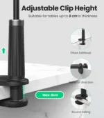 UGREEN Multifunction Phone Clip Stand 4.0-7.2 inch ,90cm (Black) – LP113 – 80906 - Image 8
