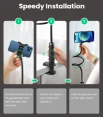UGREEN Multifunction Phone Clip Stand 4.0-7.2 inch ,90cm (Black) – LP113 – 80906 - Image 9