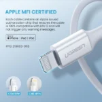 UGREEN Type-C to Lightning 1 Meter 20W PD Fast Charging 3A Max White - US171 - 10493 -(1YW) - Image 4