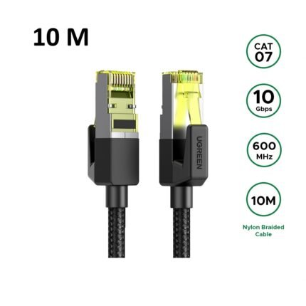 UGREEN 10 Meter Cat 7 Round Braided Ethernet Cable Black – NW150 – 30791 –(1YW)