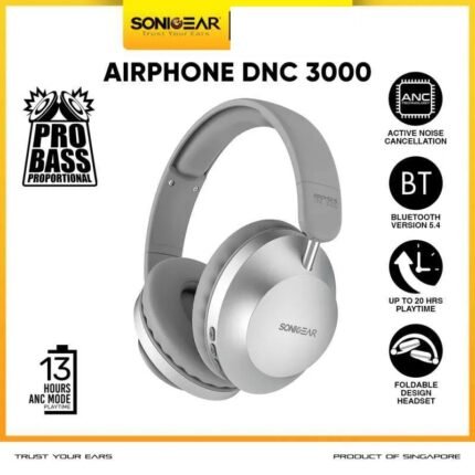 SonicGear AirPhone DNC3000 Digital Active Noise Cancellation Bluetooth Headphone- Platinum (6MW)