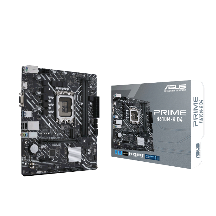 w692 ASUS PRIME H610M-K D4 MOTHERBOARD LGA1700 SOCKET (For 12th/13th/14th Generation Intel Processors) (3YW) - Image 1