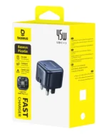 Baseus 45W PicoGo AE11 GaN 6 Type-C Fast Charger PD 45W – Cosmic Black (1YW)