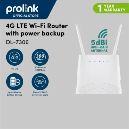 PROLINK DL-7306 4G LTE CAT4 Wi-Fi Home Router (Unlocked) (1YW)