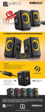 SonicGear Quatro 2 USB Speaker System (Mix Colours) (6MW) - Image 2