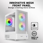 ARMAGGEDDON DEEPFREEZE DUPLEX 2 ARGB-C WHITE COLOUR MESH FRONT PANEL CASING (With 3 X ARGB Fans Built in) - Image 4