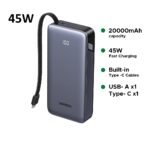 UGREEN 20000mAh 45W Power Bank with Built-in Cable – PB536 – 55988B –(1YW)