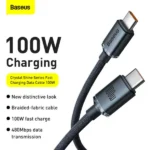 Baseus Crystal Shine Series Fast Charging Data Cable Type-C to Type-C 100W 1.2m Black (1YW) - Image 4