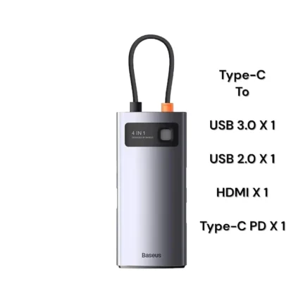 Baseus 4 IN 1 METAL GLEAM 4-Port Type-C ADAPTER (Type-C to HDMI+USB3.0*1+USB2.0*+1*PD) (1YW)