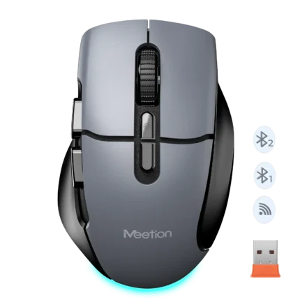Meetion BTM001 2.4G & Bluetooth Dual Mode Rechargeable Ergonomic Mouse (1YW)