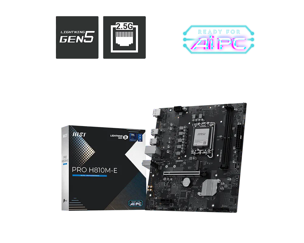 product_1766715560d011bf6923c92fda989380468ddb4f07 MSI PRO H810M E DDR5 MOTHERBOARD (3YW) - Image 1